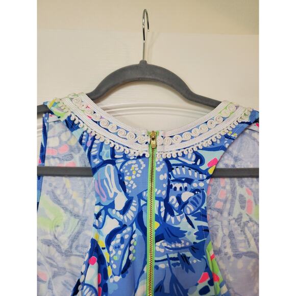 Lilly Pulitzer Carlotta Blue Peri Pinch Corded Lace Shift Midi Dress, Size 2 - Picture 8 of 12